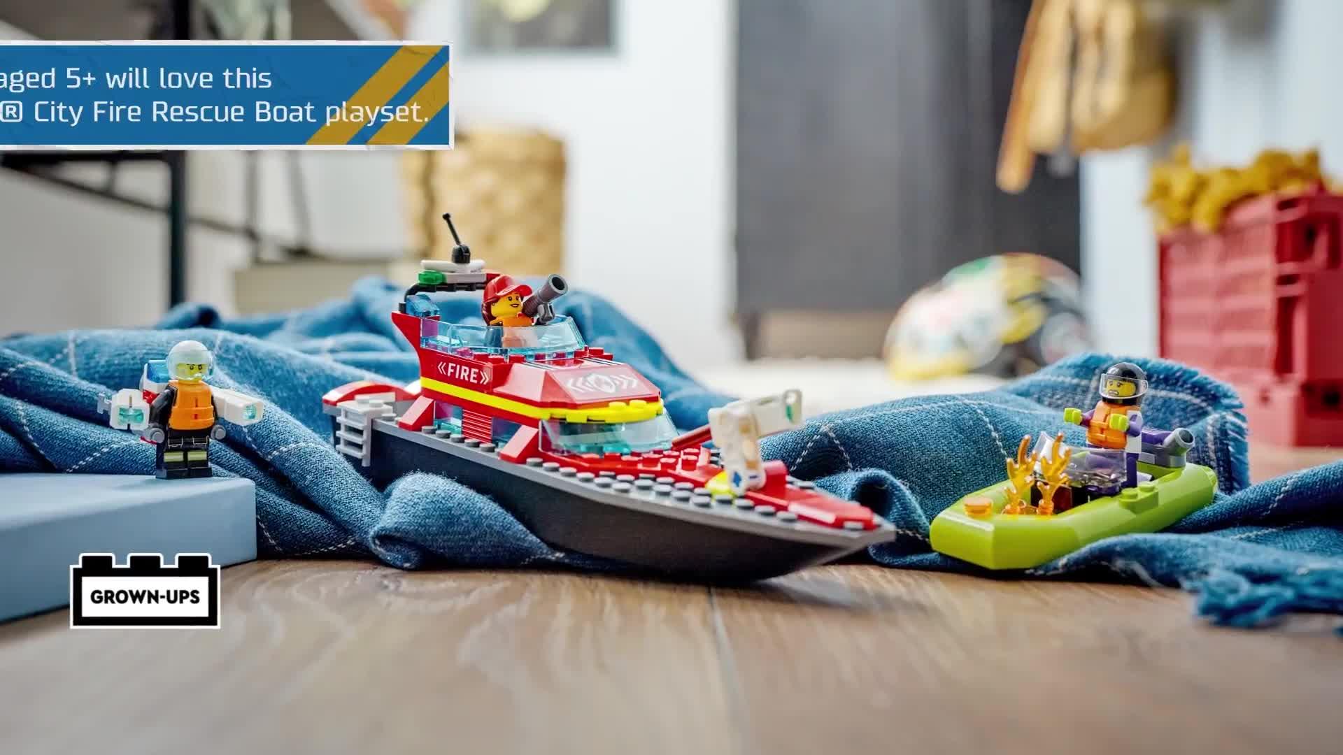 Image thumbnail 8 of 8 of LEGO City Fire Rescue Boat Toy Building Set 60373
