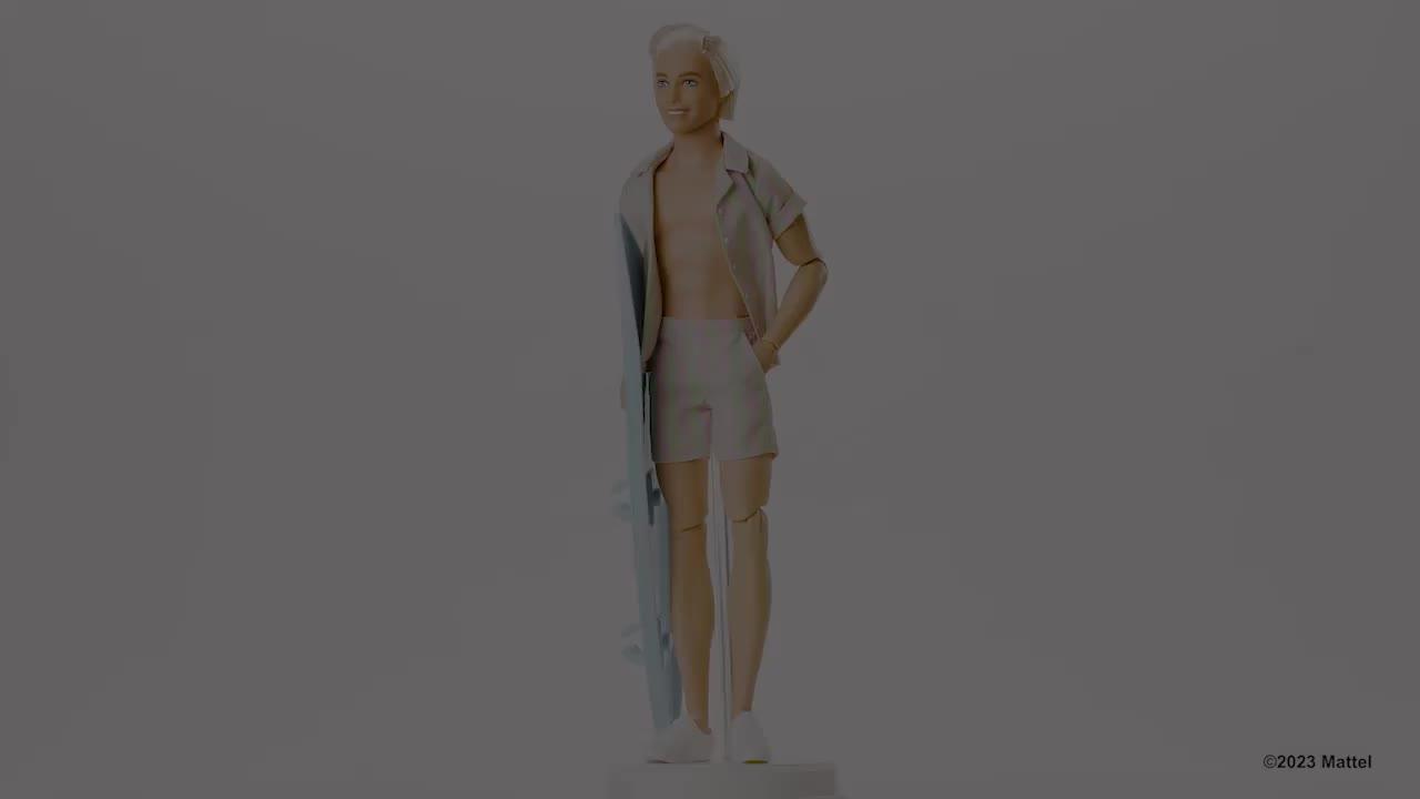 Image thumbnail 6 of 6 of Barbie The Movie: Ken Doll in Pastel Stripes Beach Outfit