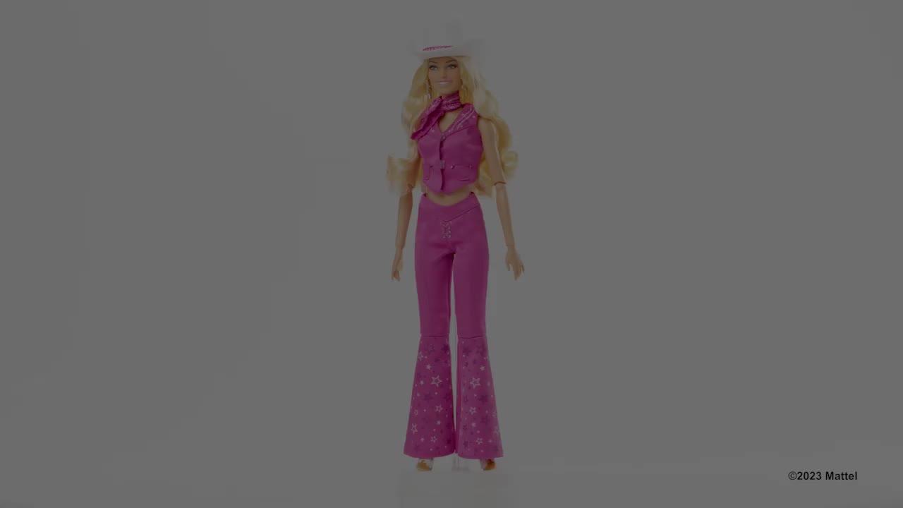 Barbie: The Movie Collectible Doll Margot Robbie as in Pink Western Outfit,  Pink,silver