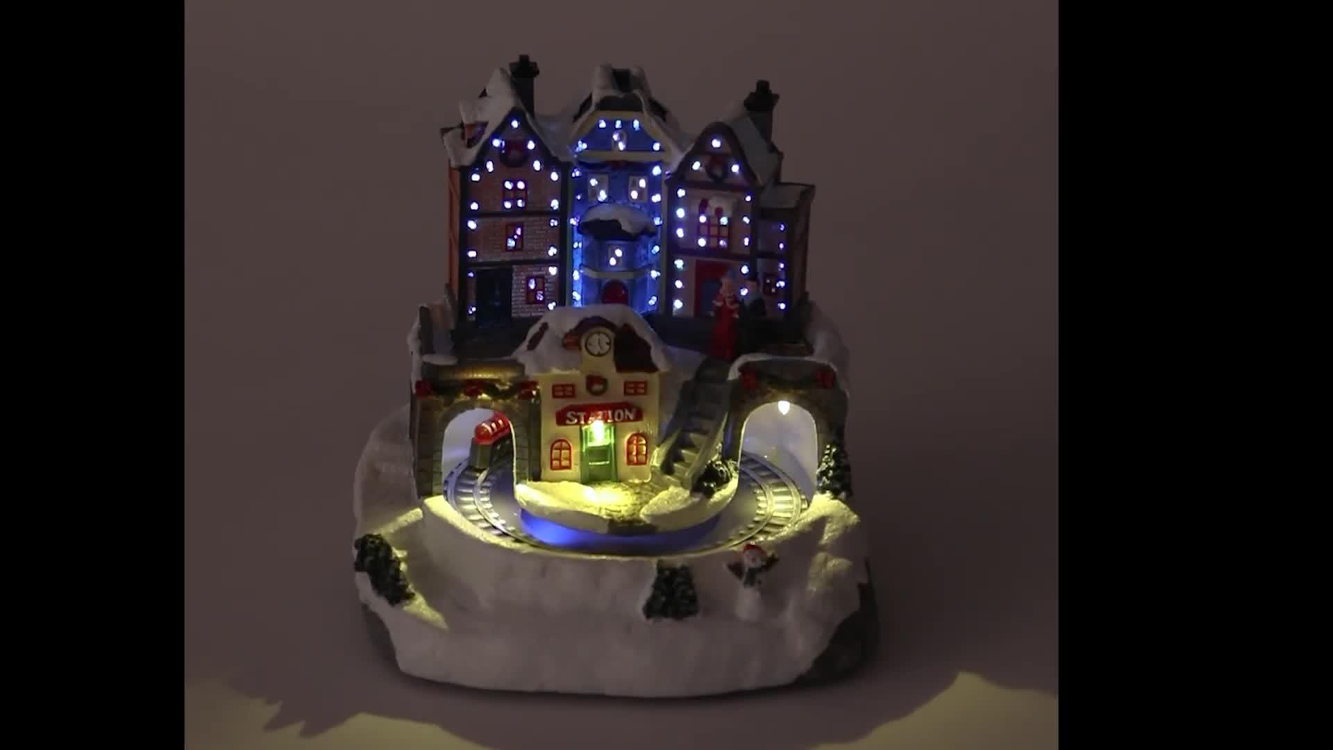 Image thumbnail 7 of 7 of The Very Collection LED Train Station Christmas Scene with Music and Rotating Train