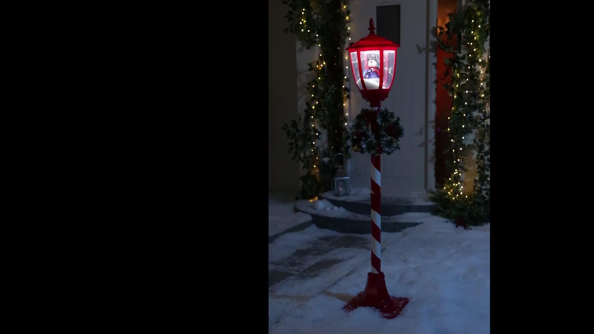 Image thumbnail 6 of 6 of The Very Collection 5ft LED Snowing Street Lamp Outdoor Christmas Decoration