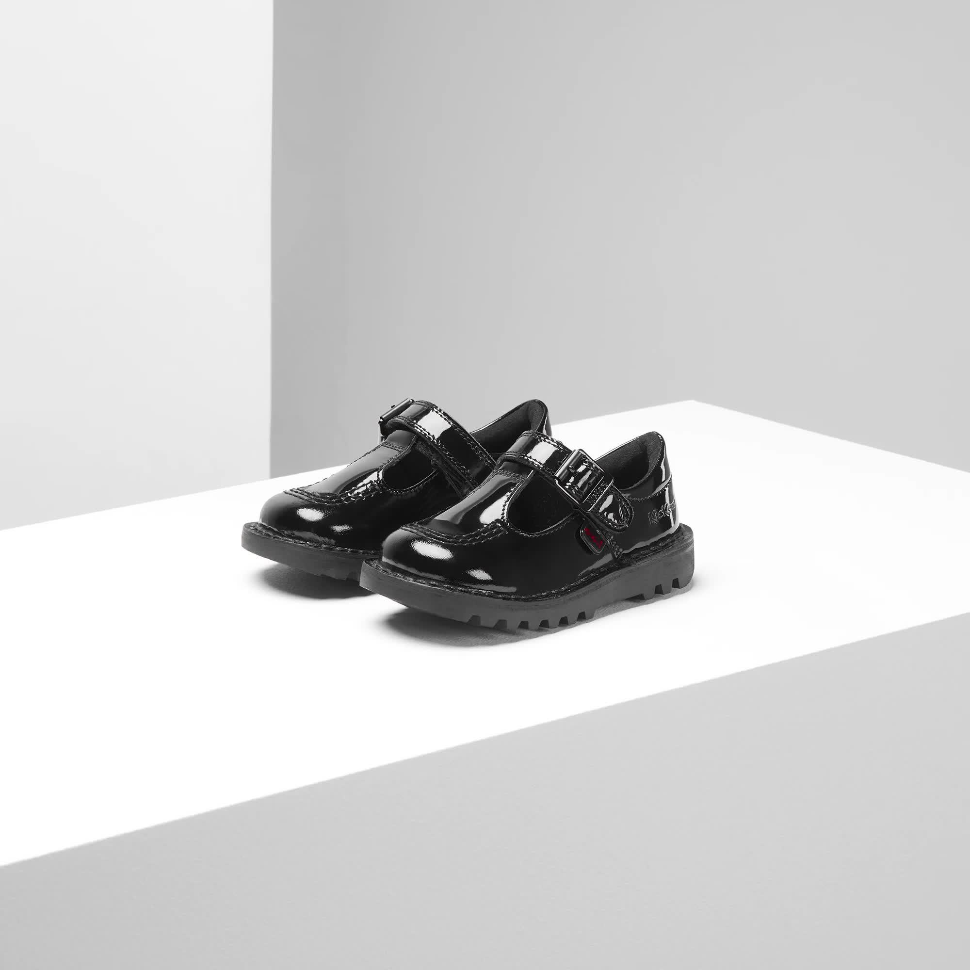 Kickers Kick t-bar platform shoes in black leather