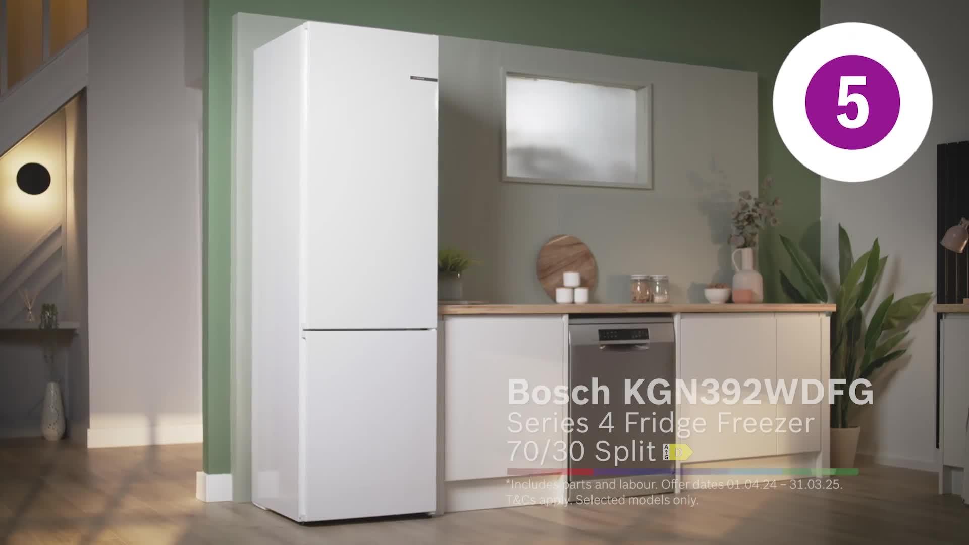 Image thumbnail 8 of 8 of Bosch Series 4 KGN392WDFG 60cm Wide, VitaFresh, No Frost Fridge Freezer - White