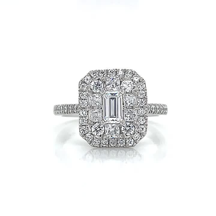 Image thumbnail 7 of 7 of Ernest Jones Platinum 1ct Diamond Emerald Shape Engagement Ring
