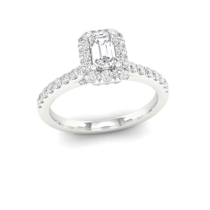 Image thumbnail 8 of 8 of Ernest Jones 18ct White Gold &amp; Platinum 0.66ct Diamond Halo Ring