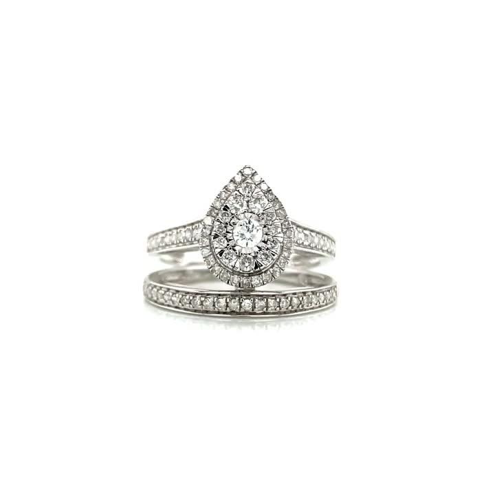 Image thumbnail 5 of 5 of Ernest Jones 9ct White Gold 0.50ct Total Diamond Pear Halo Bridal Set