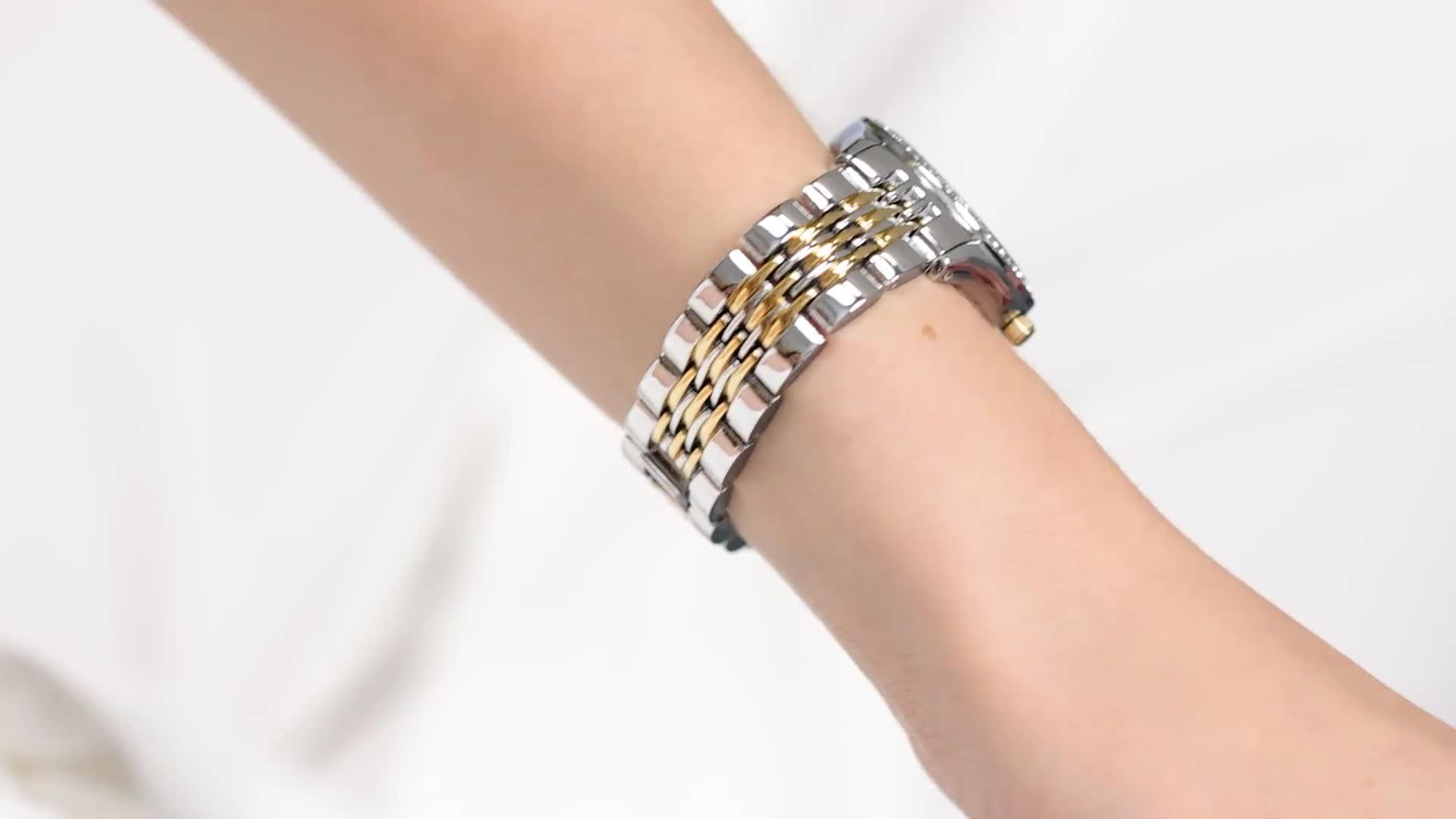 Image thumbnail 5 of 5 of Spirit Ladies Polished Pale Gold &amp; Silver Stone Bezel Bracelet Watch