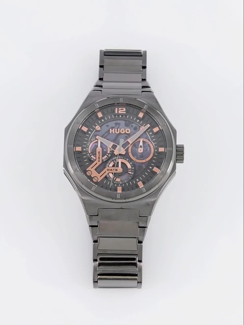 Image thumbnail 6 of 6 of HUGO Grey Skeleton IP Multifunction Bracelet Grail Watch
