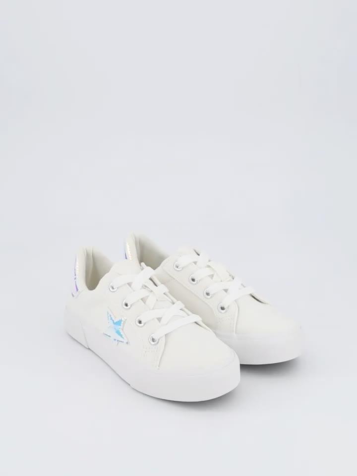 Image thumbnail 7 of 7 of Everyday Girls Star Canvas Lace Up Trainer - White