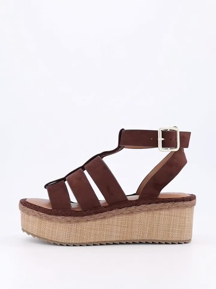 Image thumbnail 7 of 7 of V by Very Wide Fit Wedge Gladiator Sandal - Choc