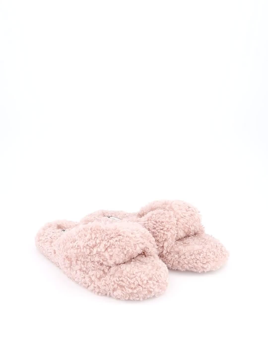 Image thumbnail 6 of 6 of Everyday Cross Strap Borg Slider Slipper - Pink