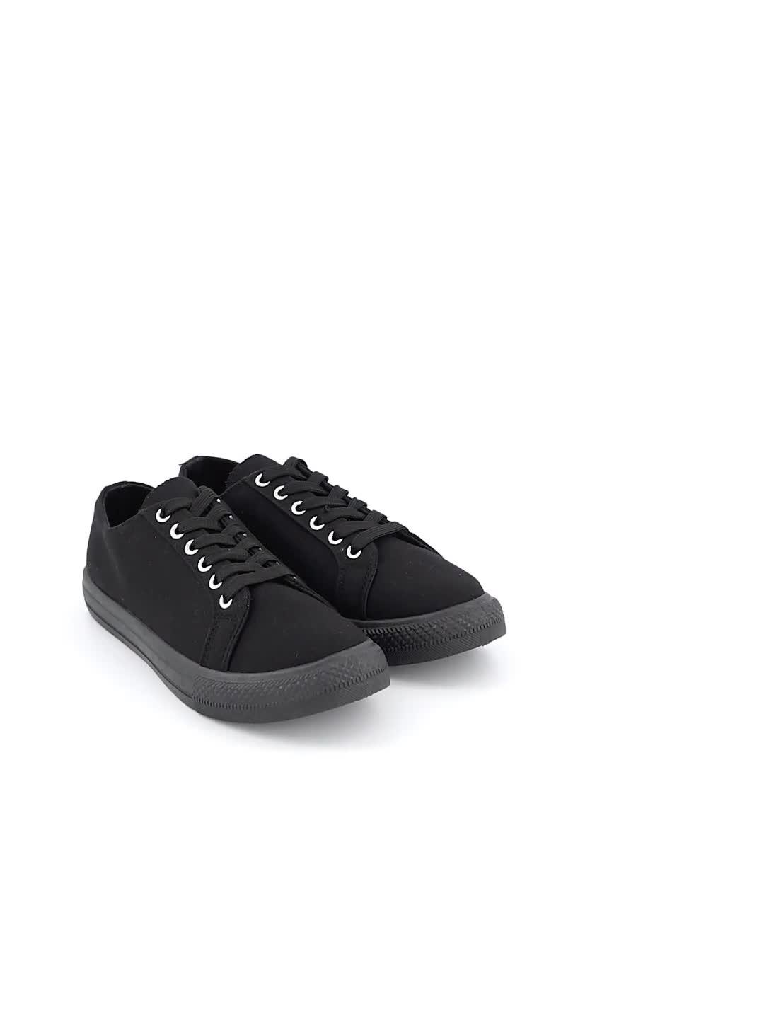 Image thumbnail 7 of 7 of Everyday Standard Fit Canvas Lace Up Trainer - Black