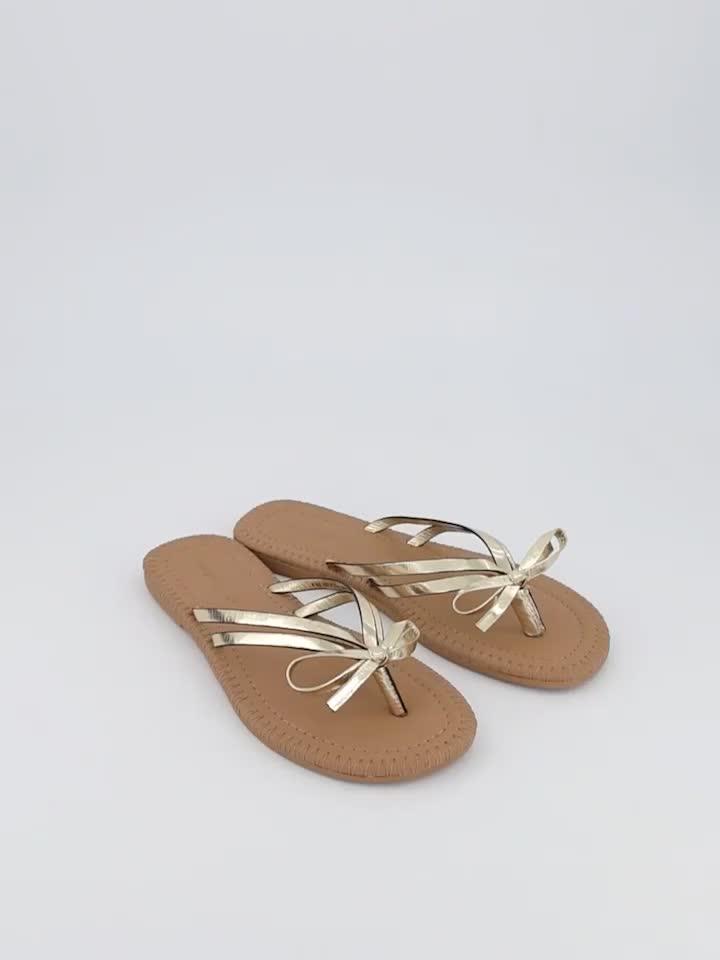Image thumbnail 5 of 5 of Everyday Leather Bow Toe Post Sandal - Gold