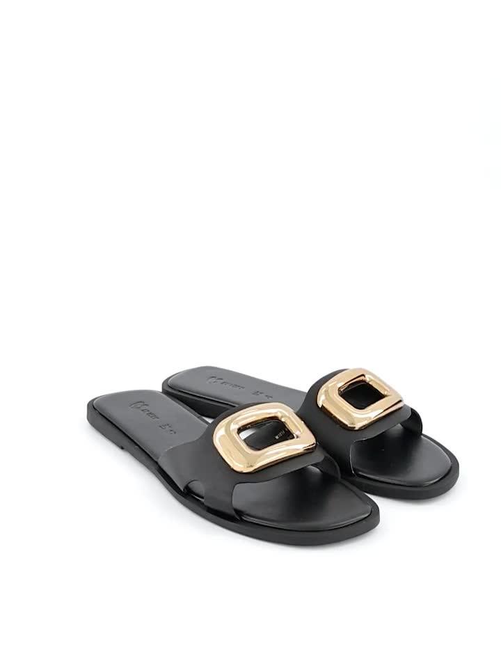 Image thumbnail 6 of 6 of V by Very Leather Eyelet Slider - Black