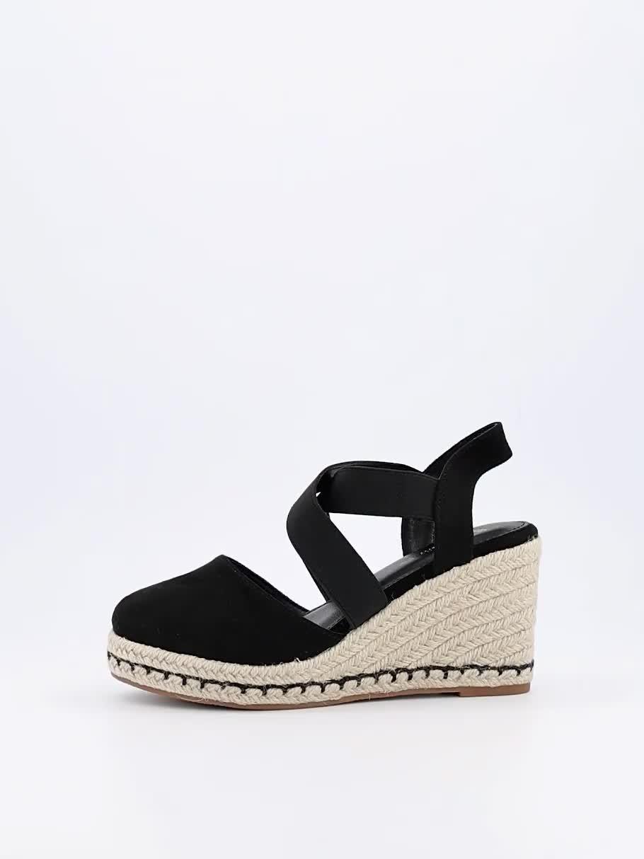 Closed Toe Ladies Black Wide Fit Wedge Sandals Lipsy WIDE FIT MID