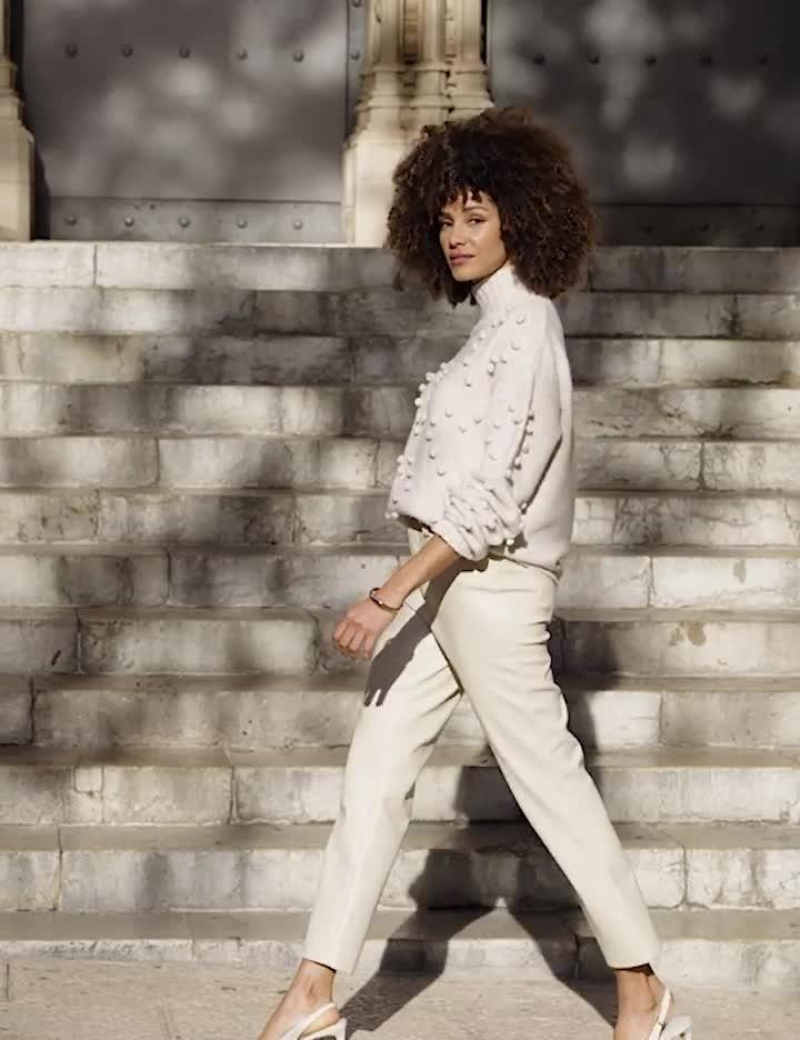 Image thumbnail 7 of 7 of Sosandar Bobble Heart Jumper - Cream