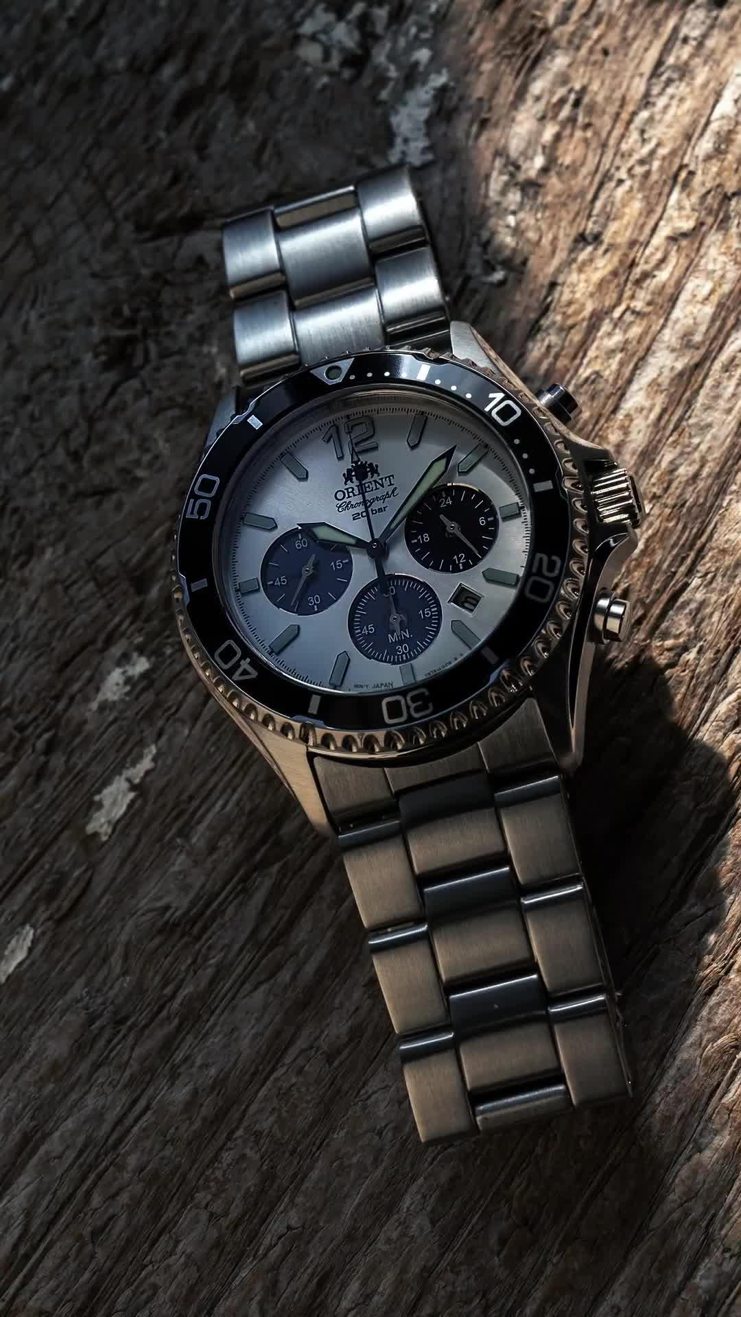 Orient Mako III Solar Powered Divers Chronograph Watch with a