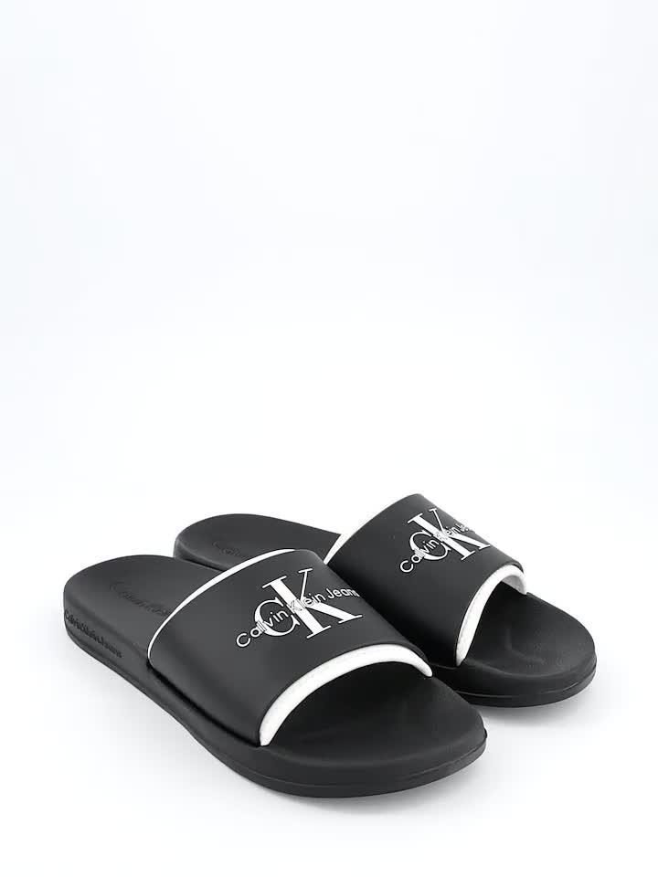 Image thumbnail 6 of 6 of Calvin Klein Neoprene Logo Sliders - Black/White