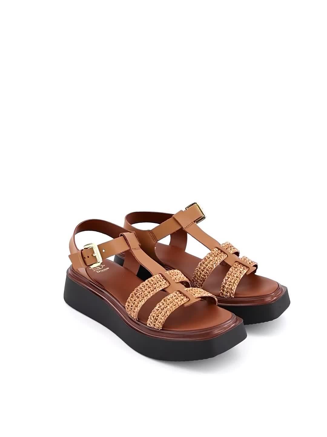 Image thumbnail 5 of 5 of Dune London Lyons Woven Leather Wedge Sandals - Tan