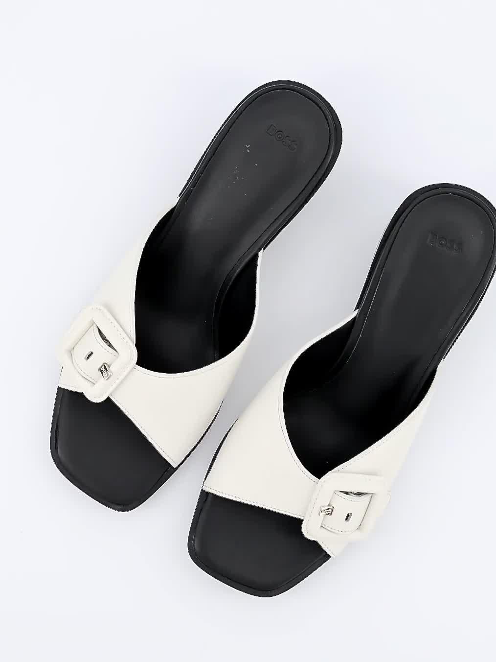 Image thumbnail 6 of 6 of BOSS Charlize Heeled Mule Sandal - Open White