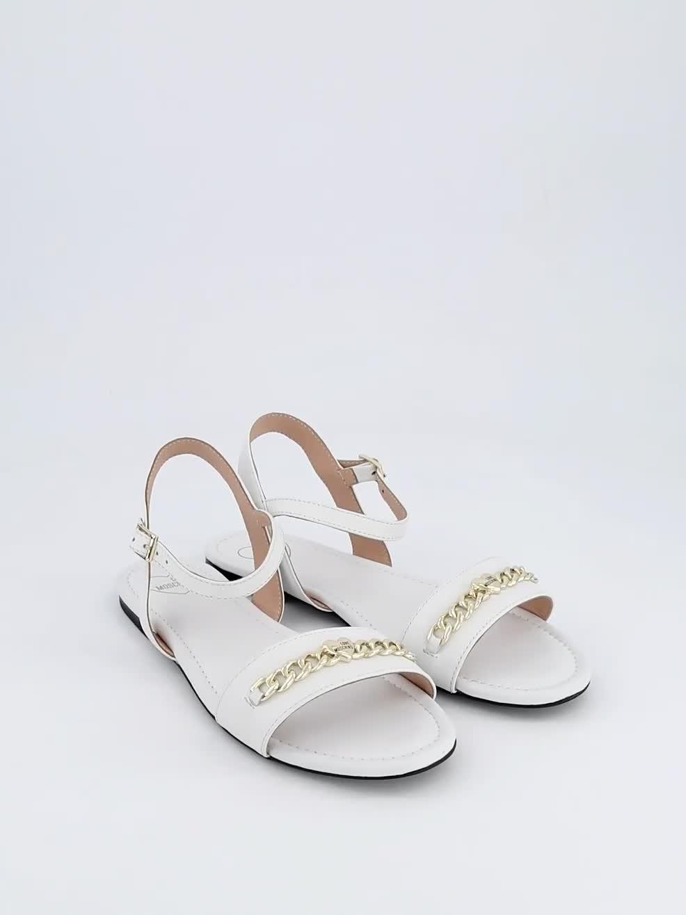 Image thumbnail 5 of 5 of LOVE MOSCHINO Leather Flat Sandal - White