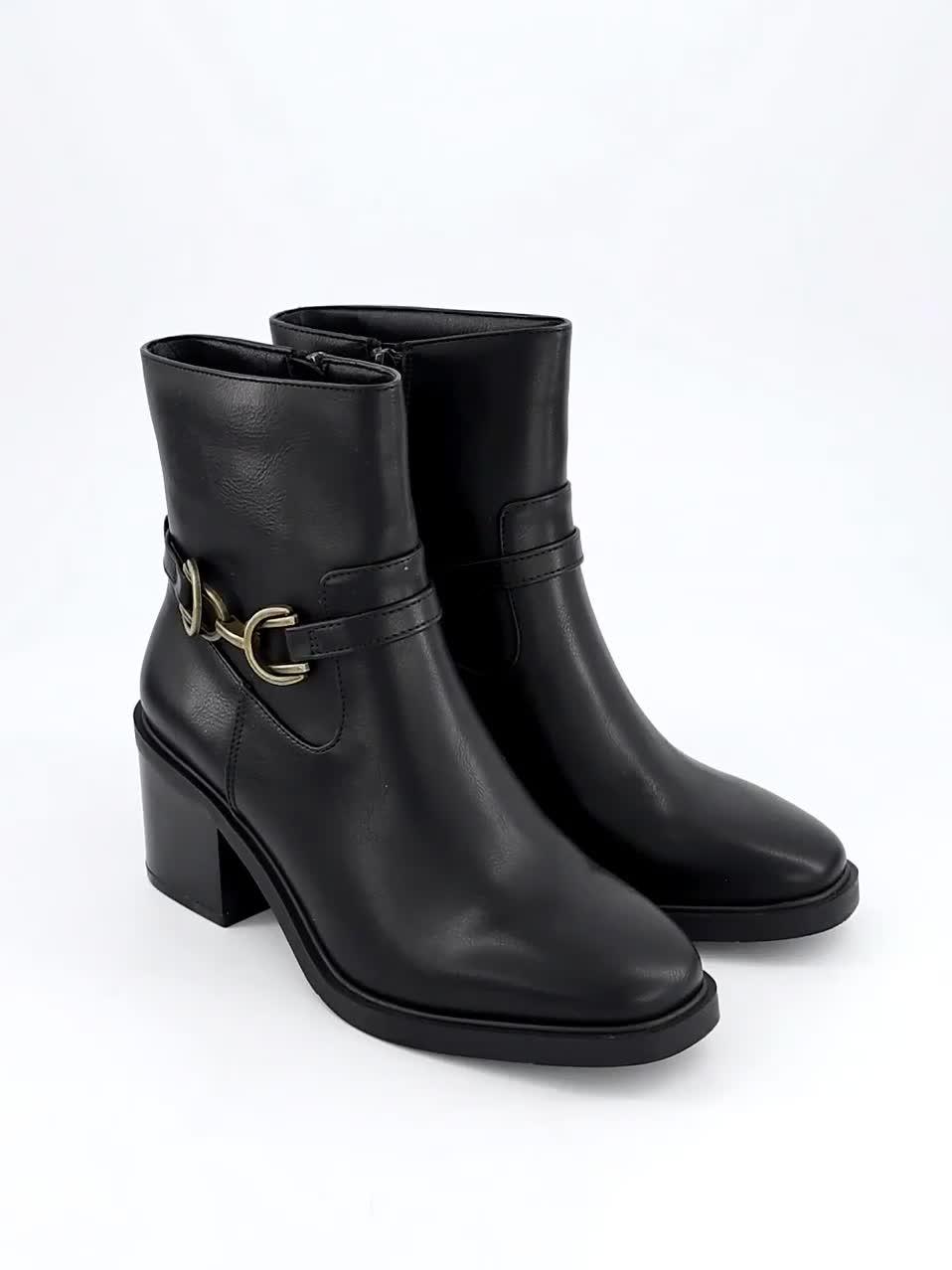 Image thumbnail 7 of 7 of V by Very Wide Fit Buckle Block Heel Ankle Boot - Black