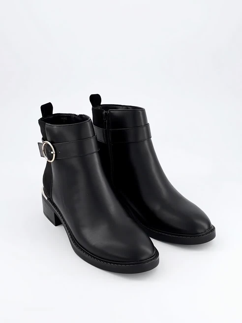 Image thumbnail 7 of 7 of V by Very Buckle Strap Flat Ankle Boot - Black