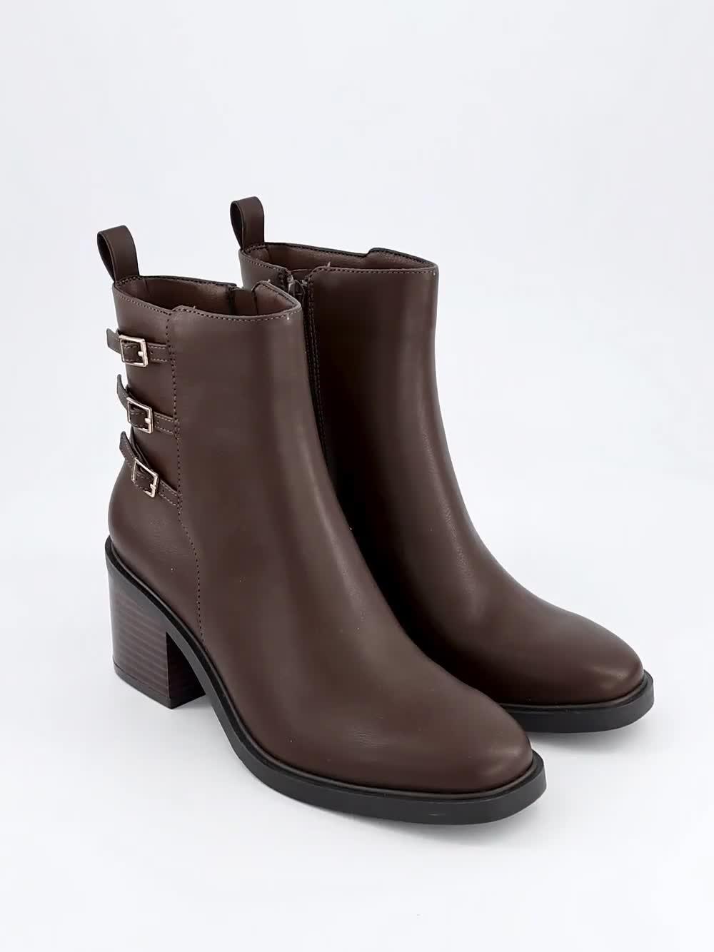 Image thumbnail 7 of 7 of V by Very Triple Buckle Block Heel Ankle Boot - Brown