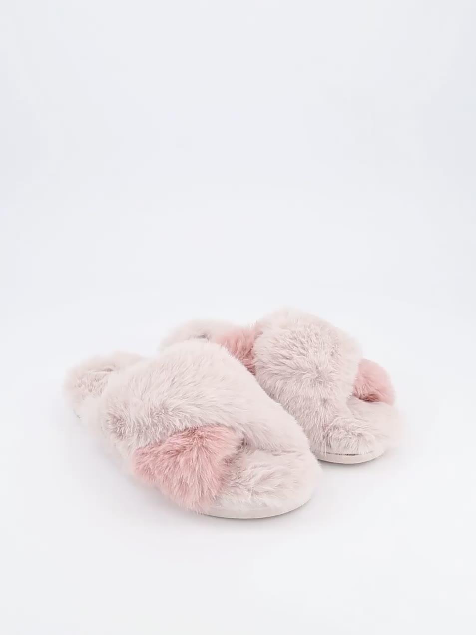 Image thumbnail 6 of 6 of V by Very Fluffy Cross Knot Slider Slippers - Pink