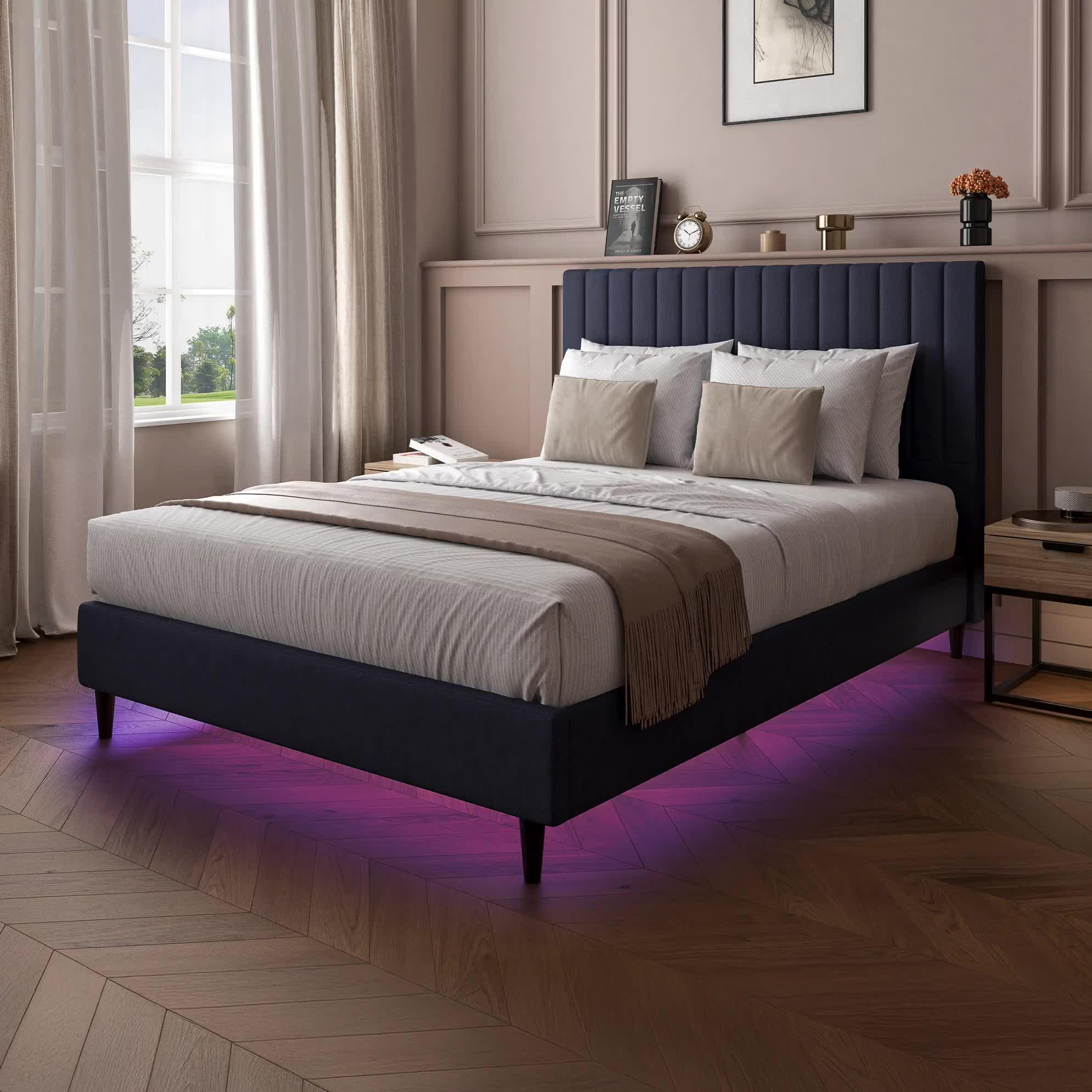 Image thumbnail 8 of 8 of XR Living Maisie Velvet Bed Frame with Under Frame LED Lights &ndash; Navy