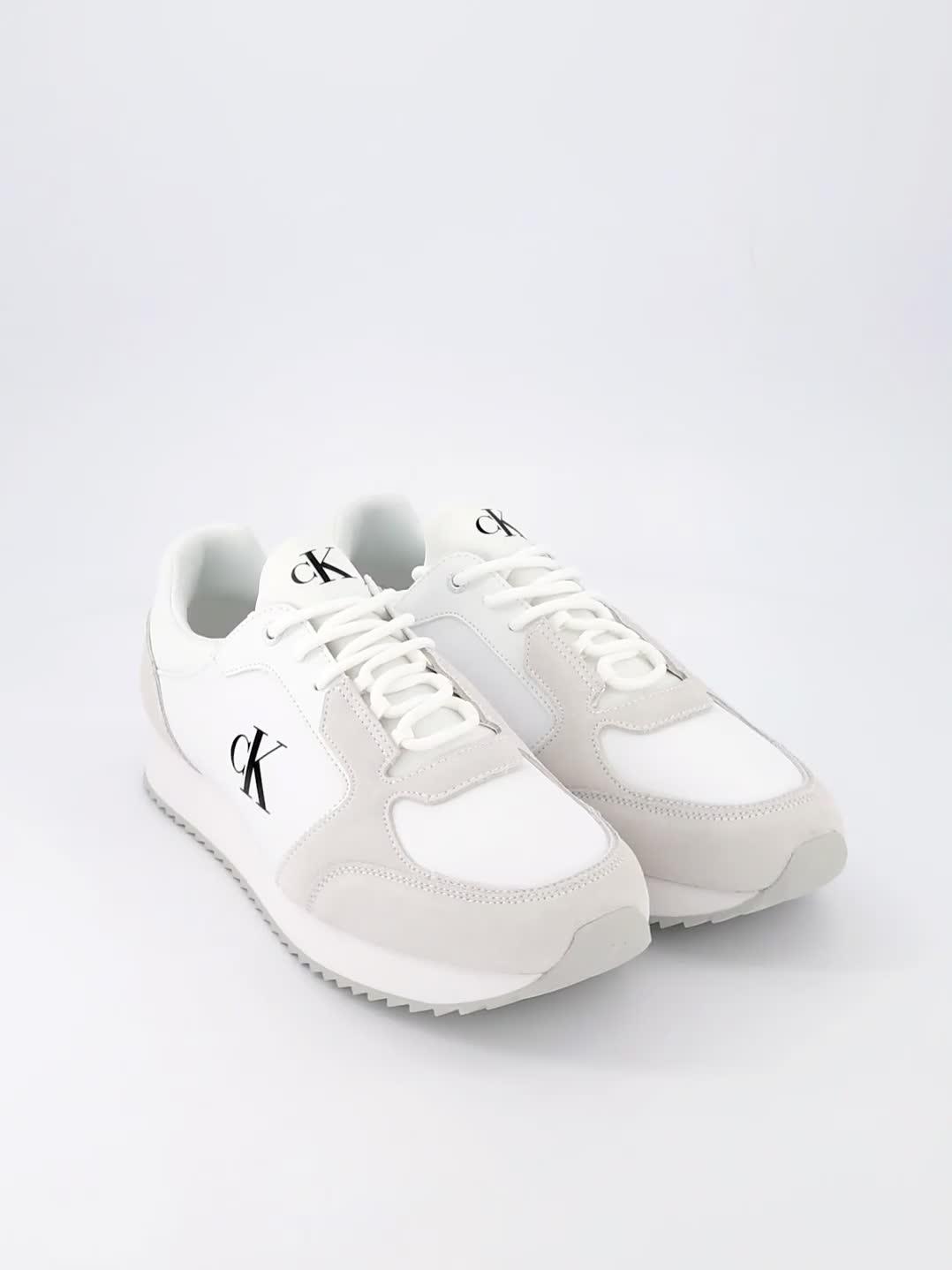 Image thumbnail 7 of 7 of Calvin Klein Retro Nylon Suede Runner Trainers - White