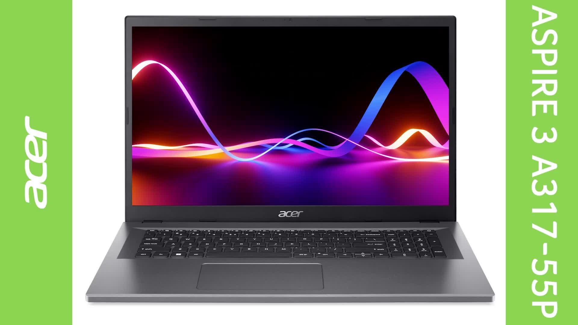 Image thumbnail 8 of 8 of Acer Aspire 3 A317-55P Laptop - 17.3in HD+,&nbsp;Intel N100, 4GB RAM, 128GB SSD&nbsp;- Silver
