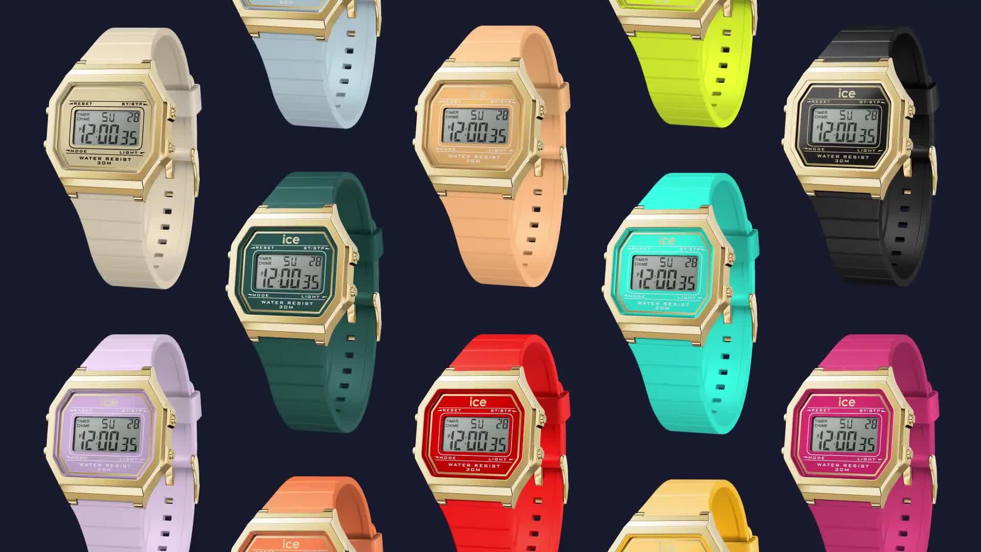 Image thumbnail 4 of 4 of Ice Watch Ice-Watch retro Digi Silver Case Blue Dial Blue Silcone Strap 32mm Digital Watch