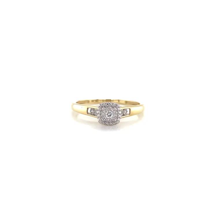Image thumbnail 4 of 4 of H. Samuel 9ct Yellow Gold Engagement Ring. 0.04ct Total Diamond Cushion Ring