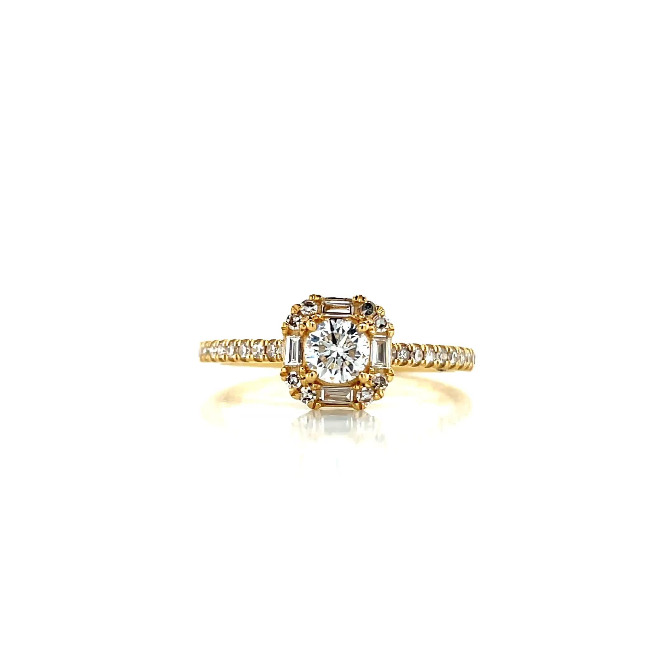 Image thumbnail 5 of 5 of Ernest Jones 18ct Yellow Gold Engagement Ring. 0.50ct Diamond Cushion Shape Halo Ring