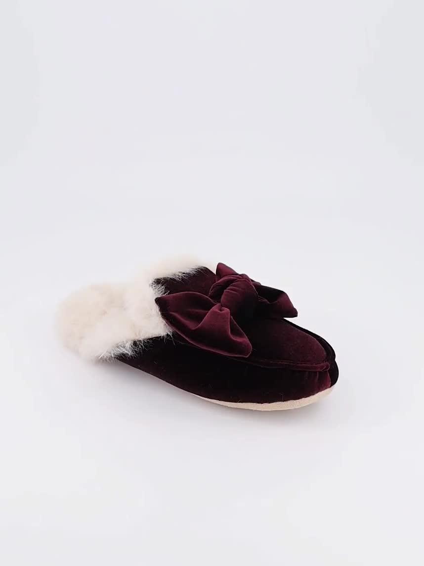 Image thumbnail 7 of 7 of V by Very Bow Velvet Mule Slipper - Burgundy