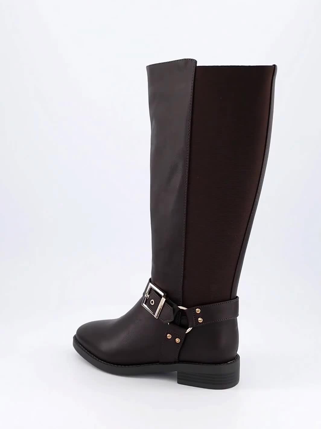 Image thumbnail 8 of 8 of V by Very Extra Wide Fit Knee High Boot With Elastic Panels - Brown