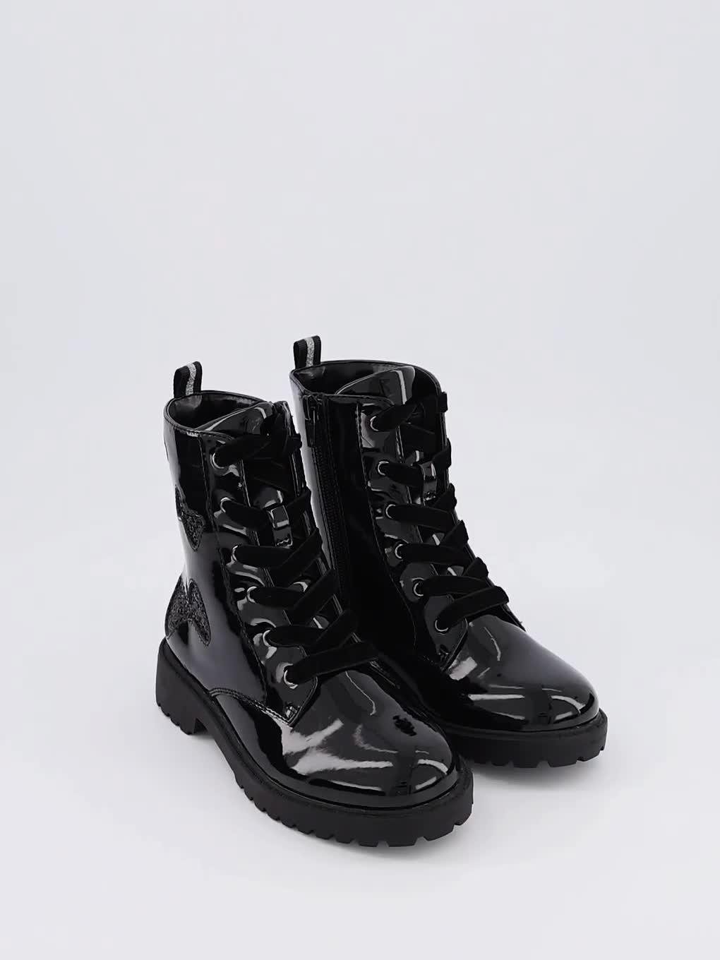 Image thumbnail 7 of 7 of The Very Collection Girls Glitter Bow Detail Patent Zip Up Boot - Black
