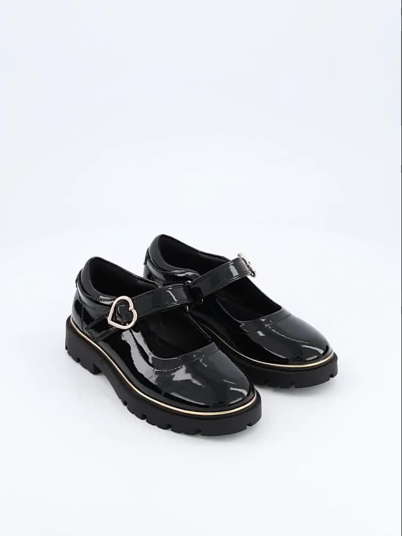 Image thumbnail 7 of 7 of V by Very Older Girls Heart Buckle School Shoes - Black