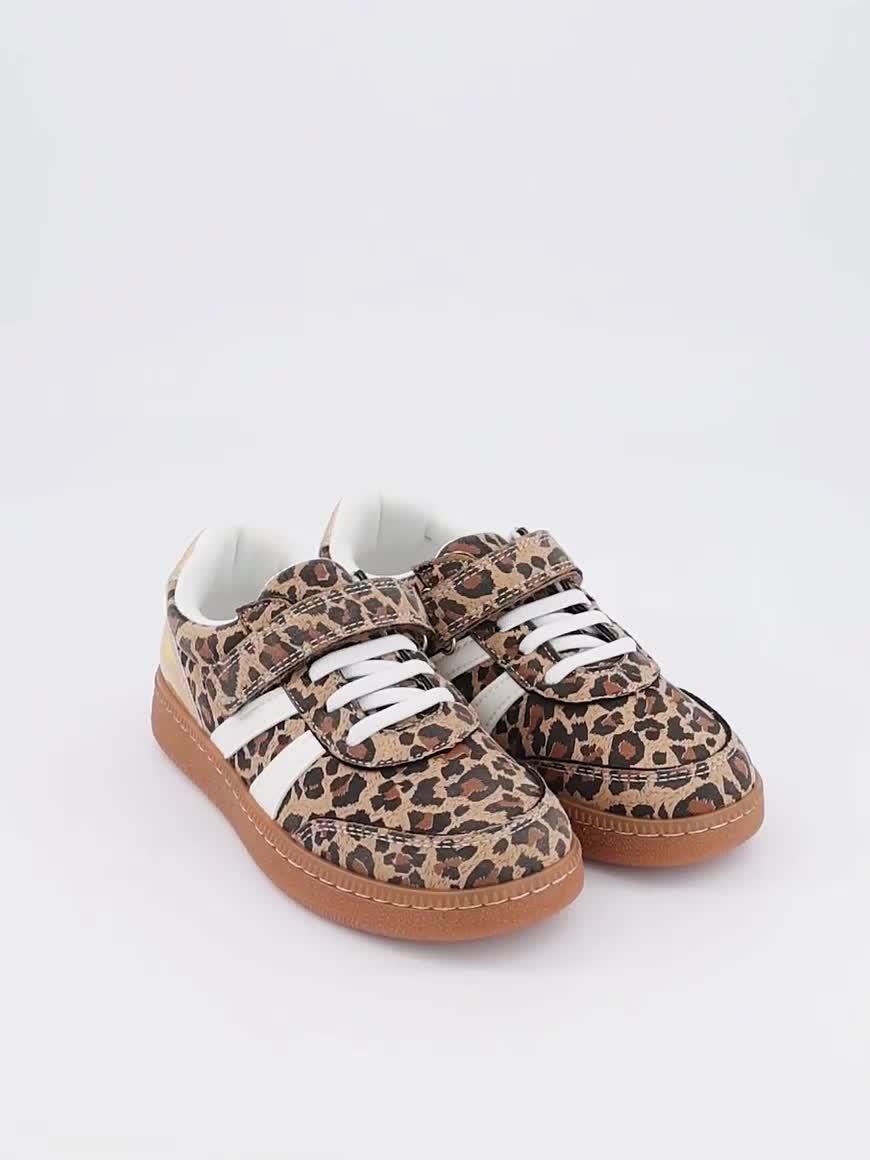 The Very Collection Girls Leopard Print Trainer Brown Very