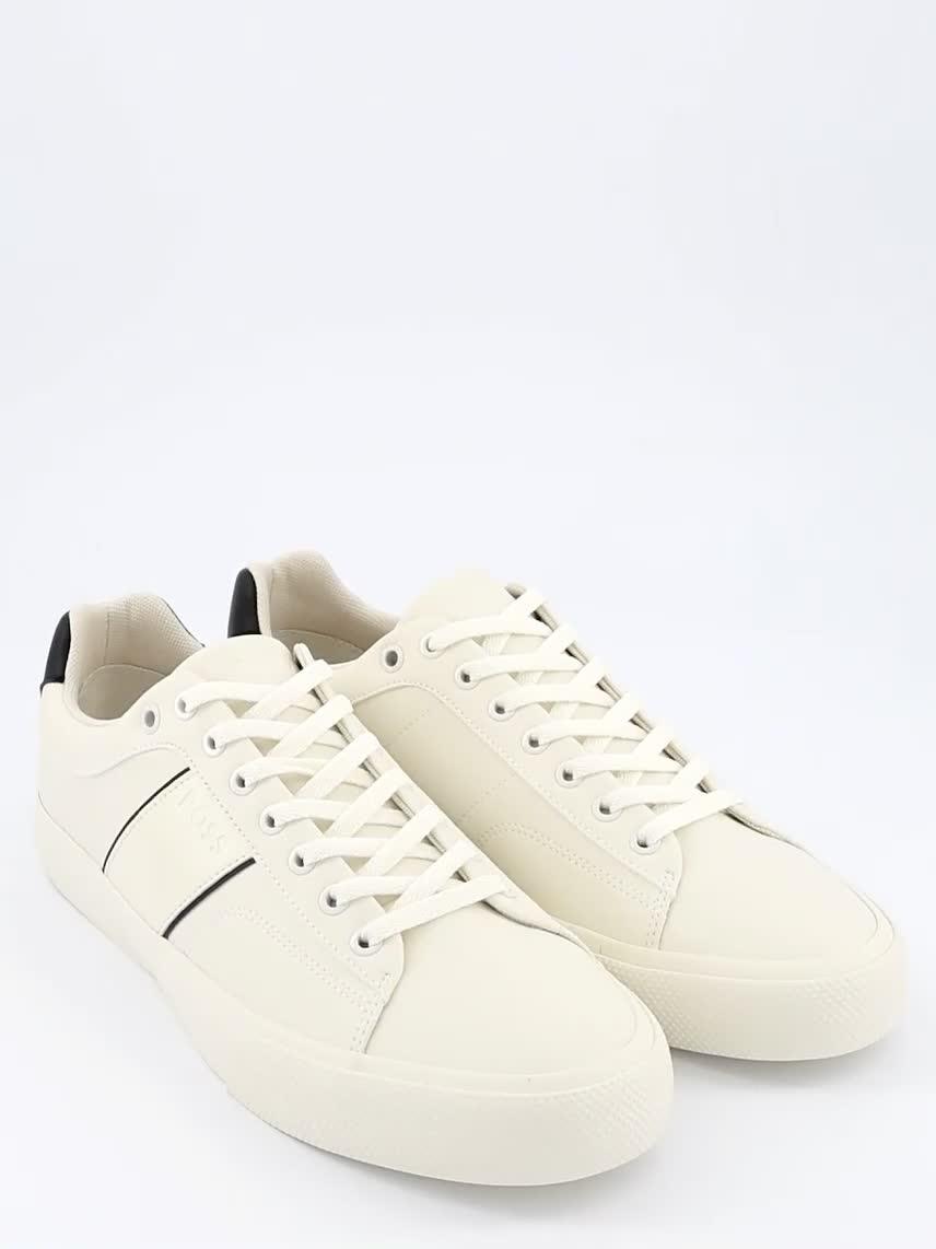 Image thumbnail 7 of 7 of BOSS Aiden Pipe Trim Leather Lace Tennis Trainers - White