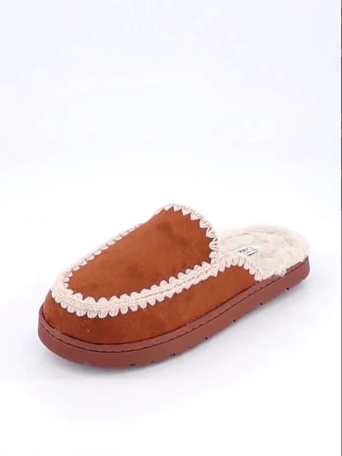 Image thumbnail 6 of 6 of The Very Collection Faux Suede Stitch Detail Mule Slipper - Brown