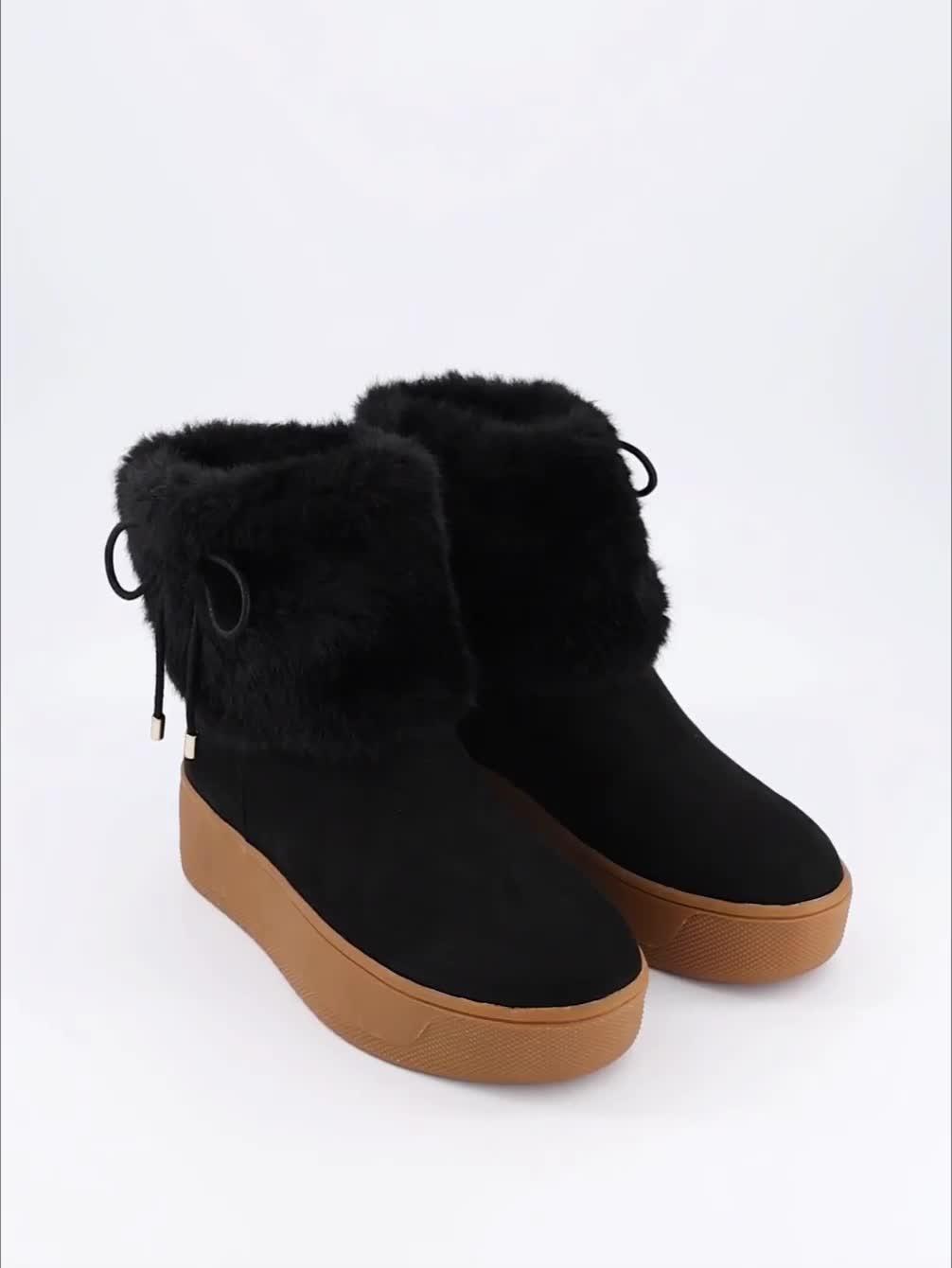 Image thumbnail 8 of 8 of The Very Collection Fux Fur Trainer Ankle Boot - Black