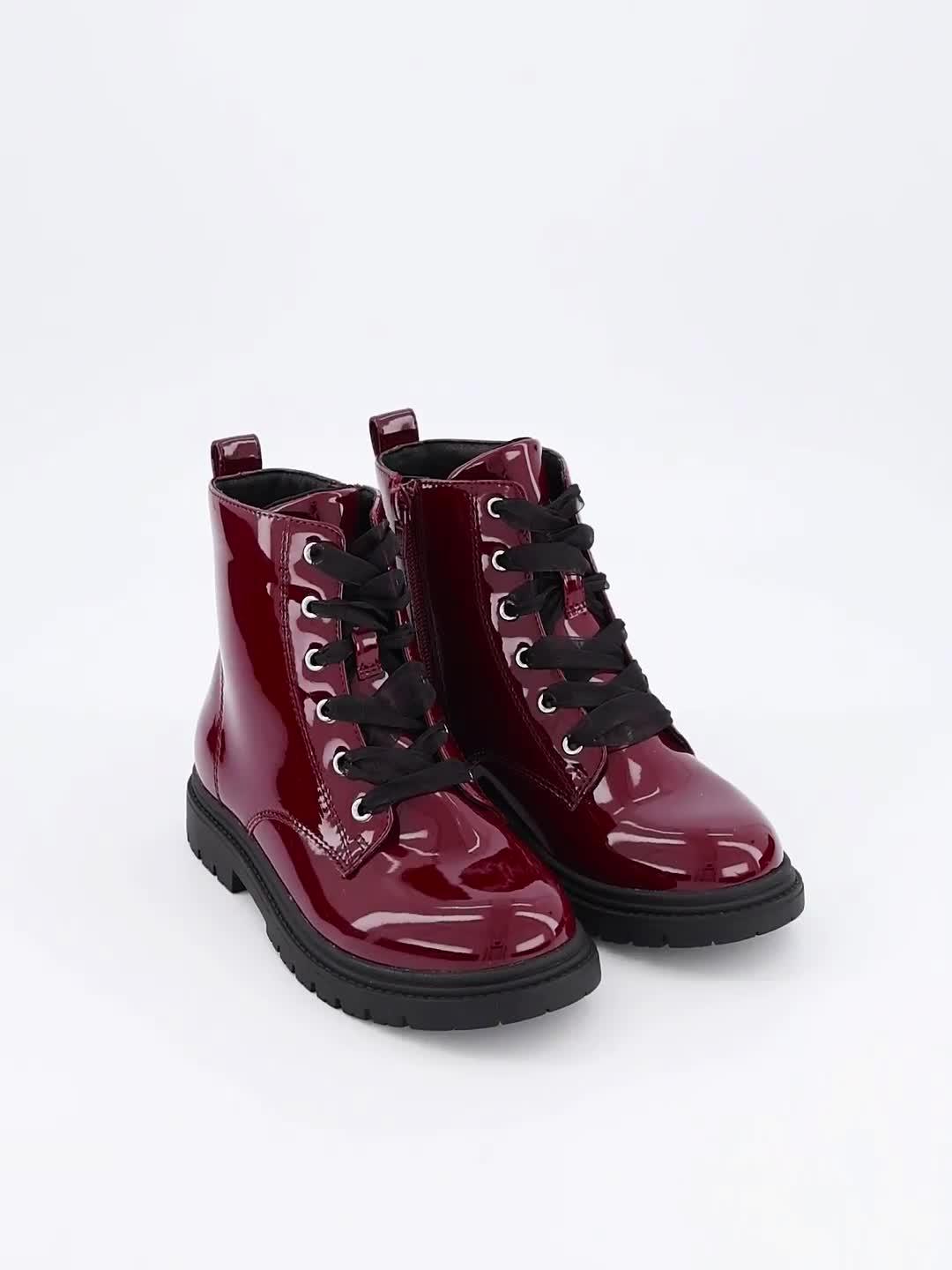 Image thumbnail 7 of 7 of The Very Collection Girls&nbsp;Patent&nbsp;Lace Boots - Red