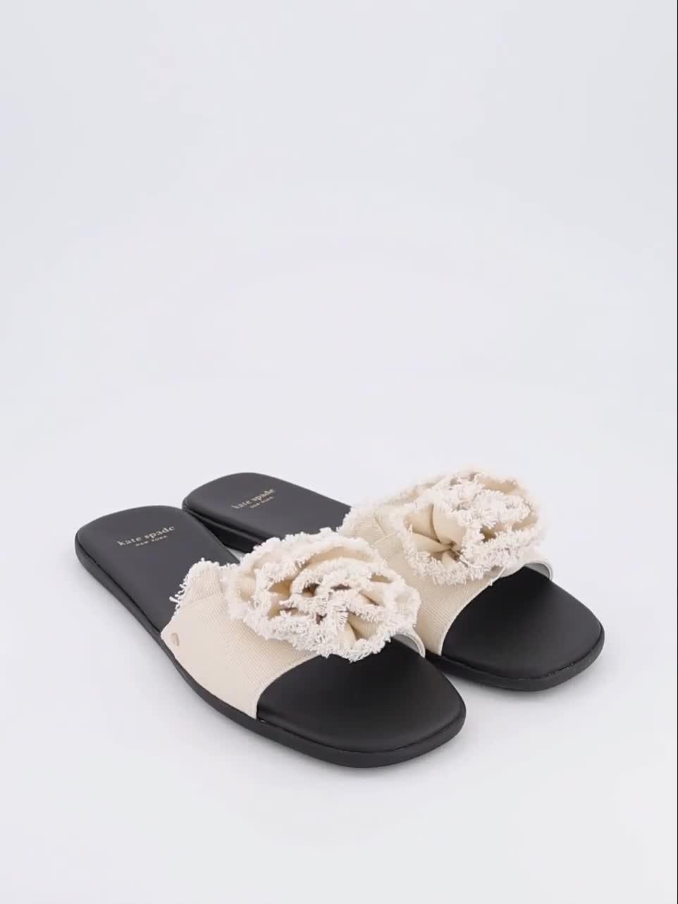 Image thumbnail 7 of 7 of Kate Spade New York Flourish Canvas Flat Sandals - Cream