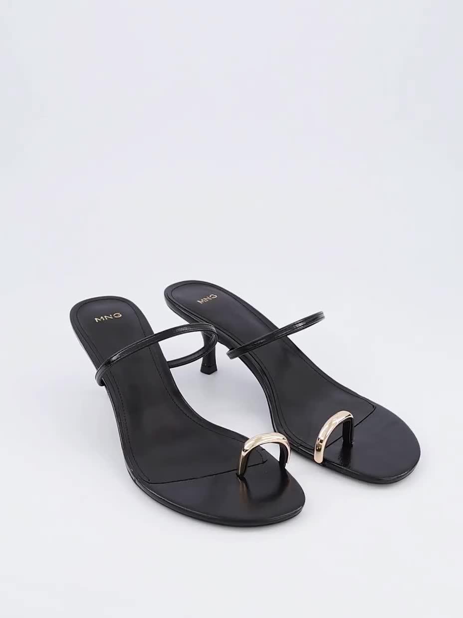 Image thumbnail 8 of 8 of Mango Heeled Sandals with Metallic Detail - Black