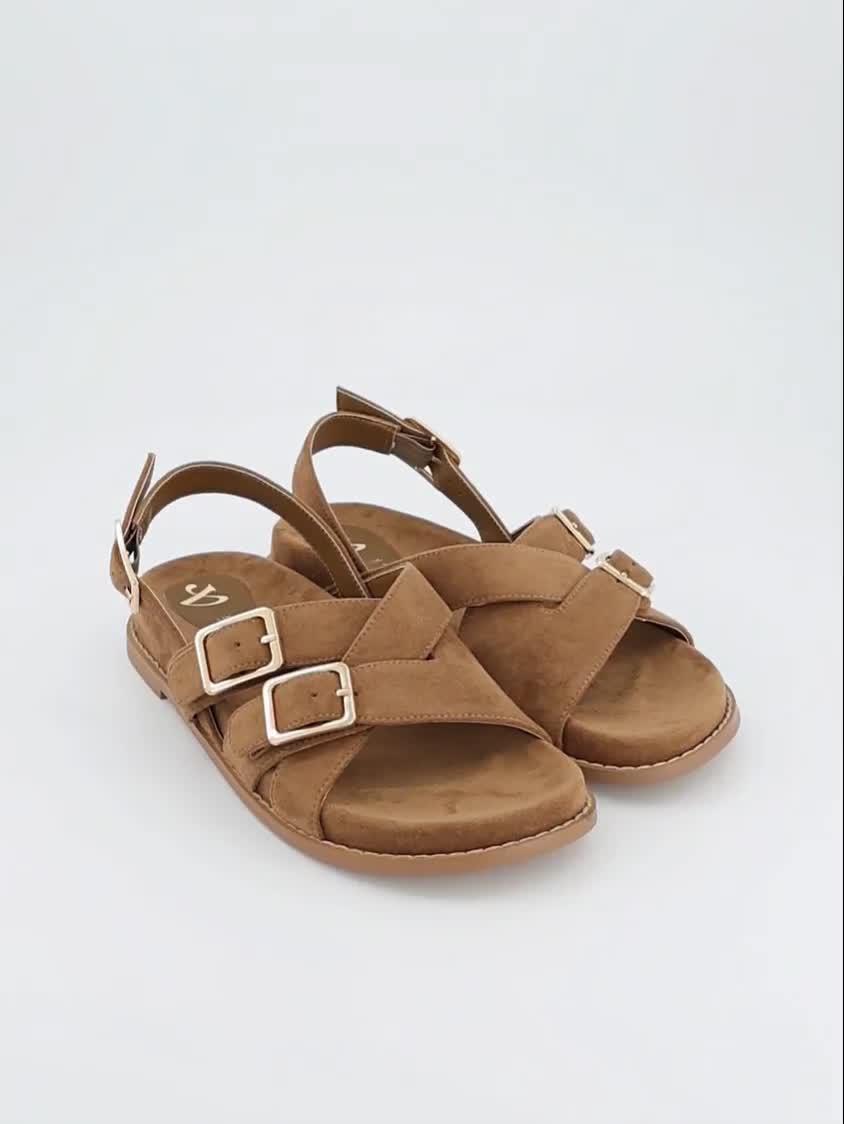 Image thumbnail 6 of 6 of The Very Collection Double Buckle Footbed Sandal - Brown