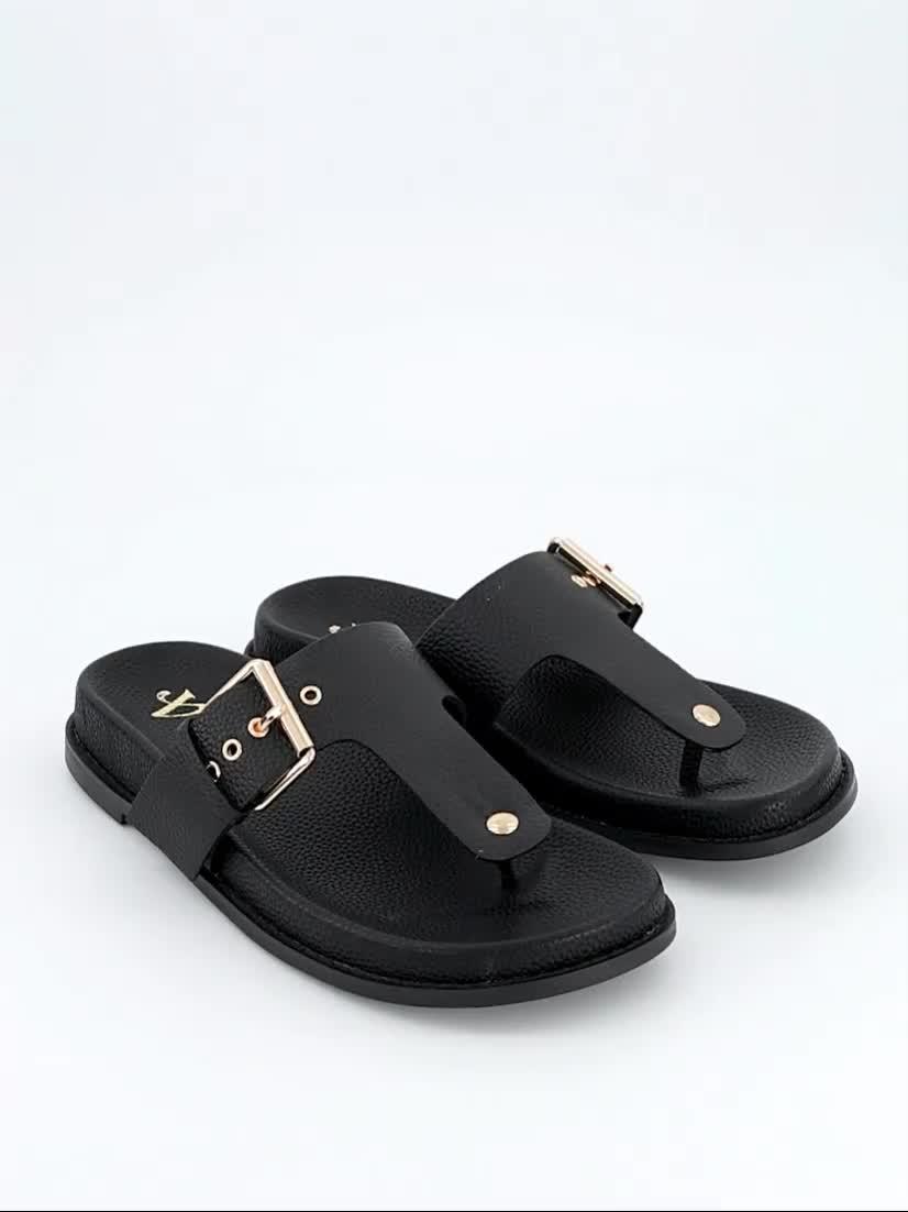 Image thumbnail 7 of 7 of The Very Collection Toe Post Footbed Sandal - Black