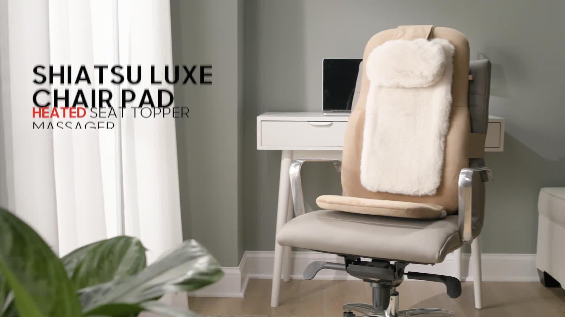 Sharper Image Massager Seat Topper 4-Node Shiatsu Realtouch with Heat LUXE 