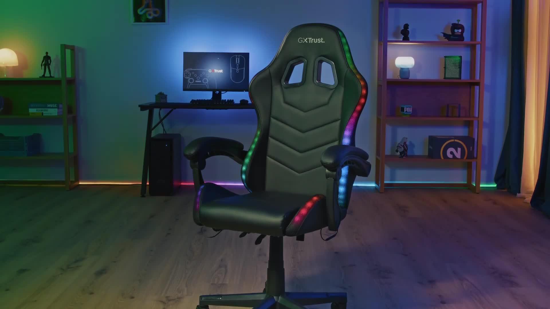 Image thumbnail 8 of 8 of Trust GXT 704 Roniq Comfortable, Adjustable Gaming Chair with RGB lighting - Black